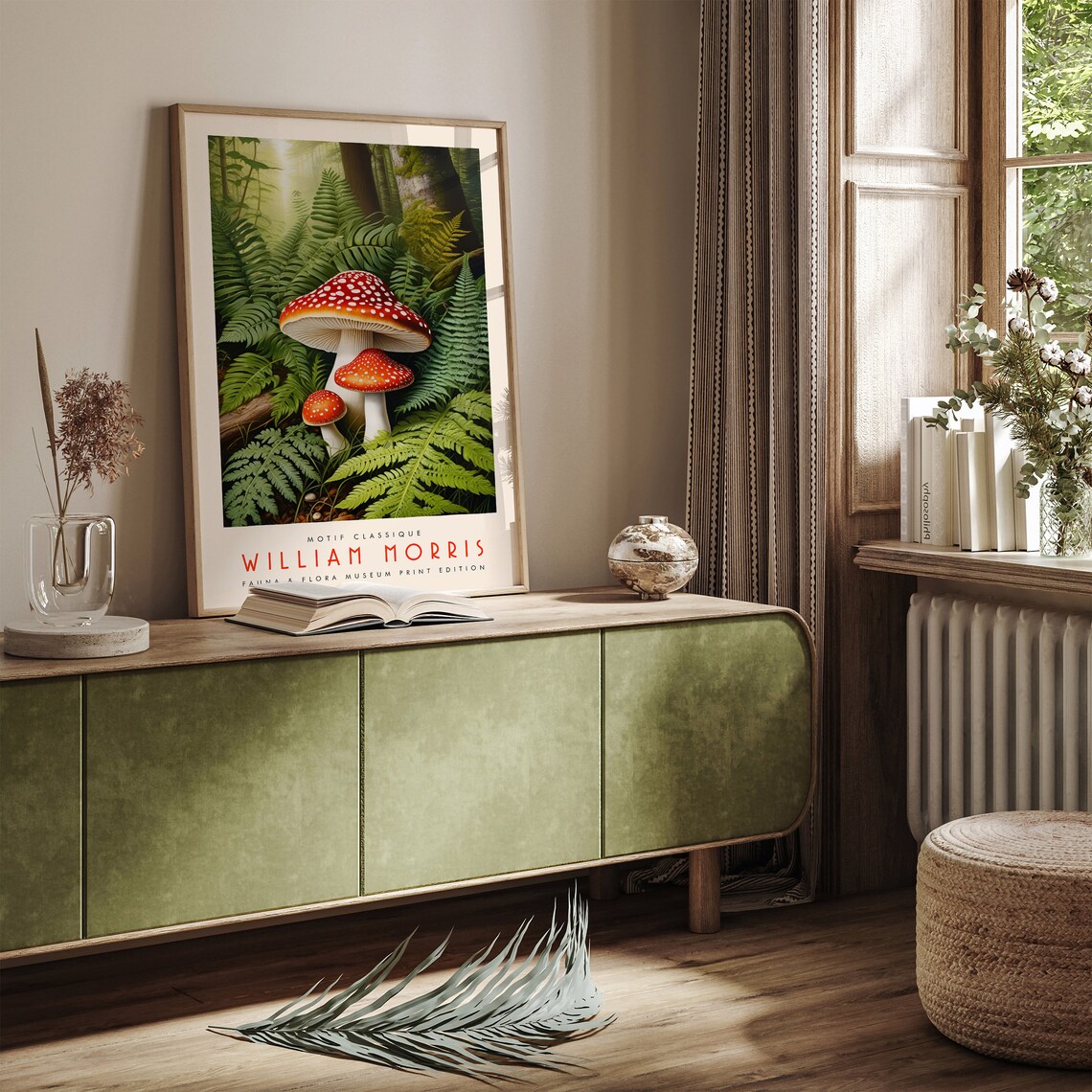 William Morris Mushroom Poster with Red Fly Agaric in Fern Forest - Image 5