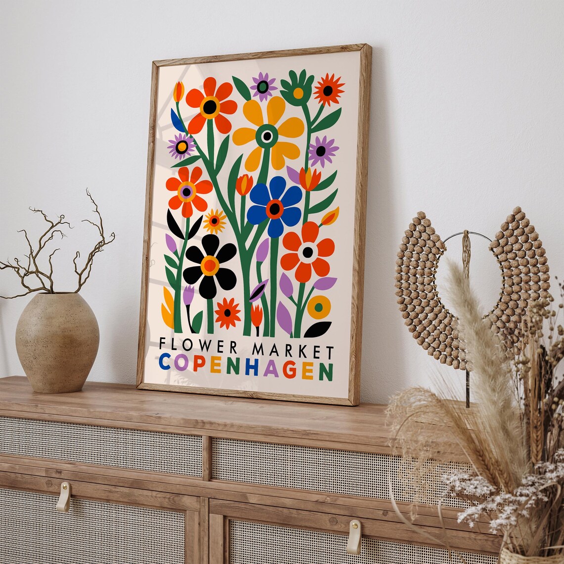 Flower Market Copenhagen Mid Century Modern Colorful Art Print - Image 6