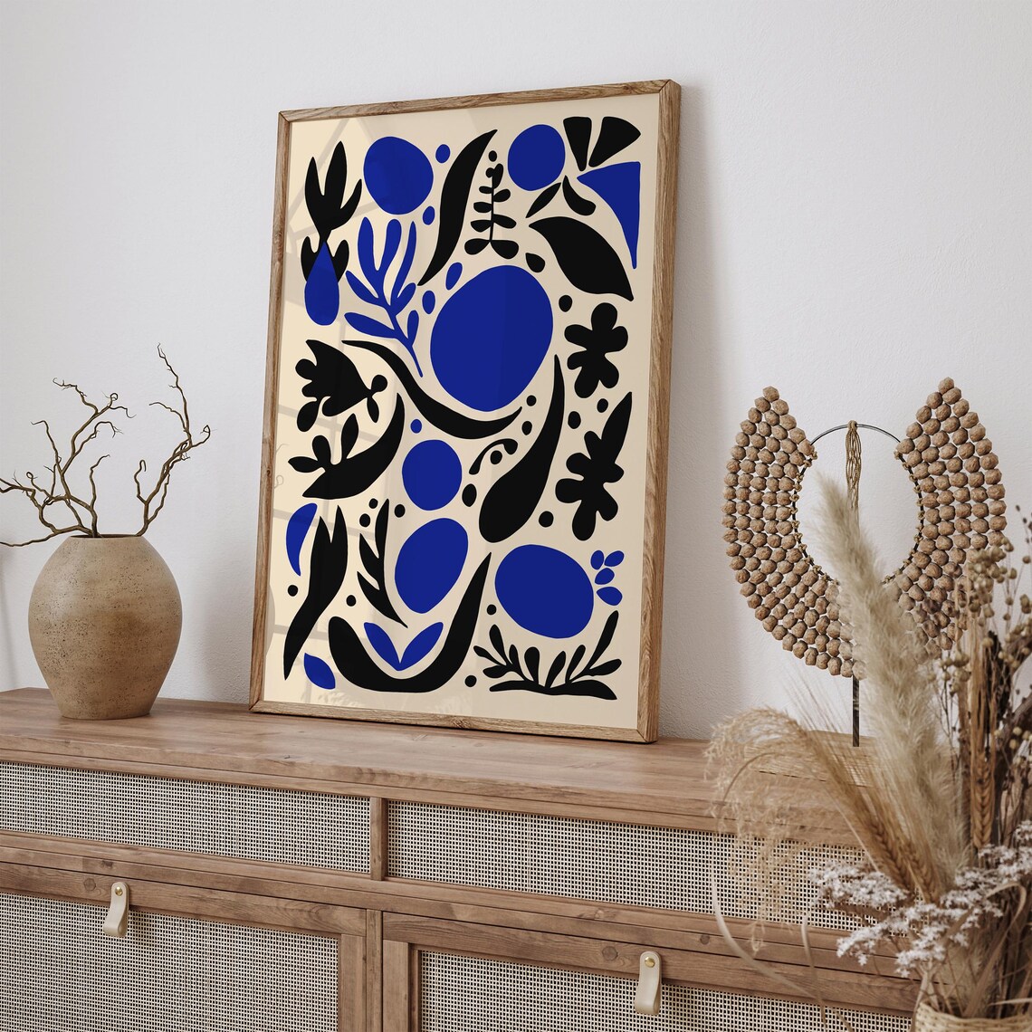Matisse Inspired Blue Black Abstract Organic Paper Cutout Poster - Image 3