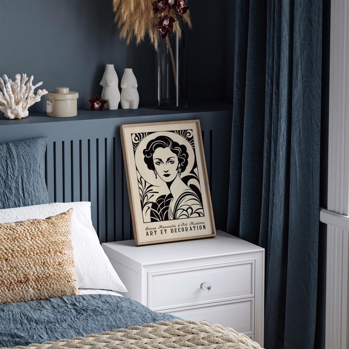Art Deco Woman Illustration Poster Vintage Black Beige Wall Art Print Retro Modern French Style Portrait Elegant Living Room Art Print - Image 5