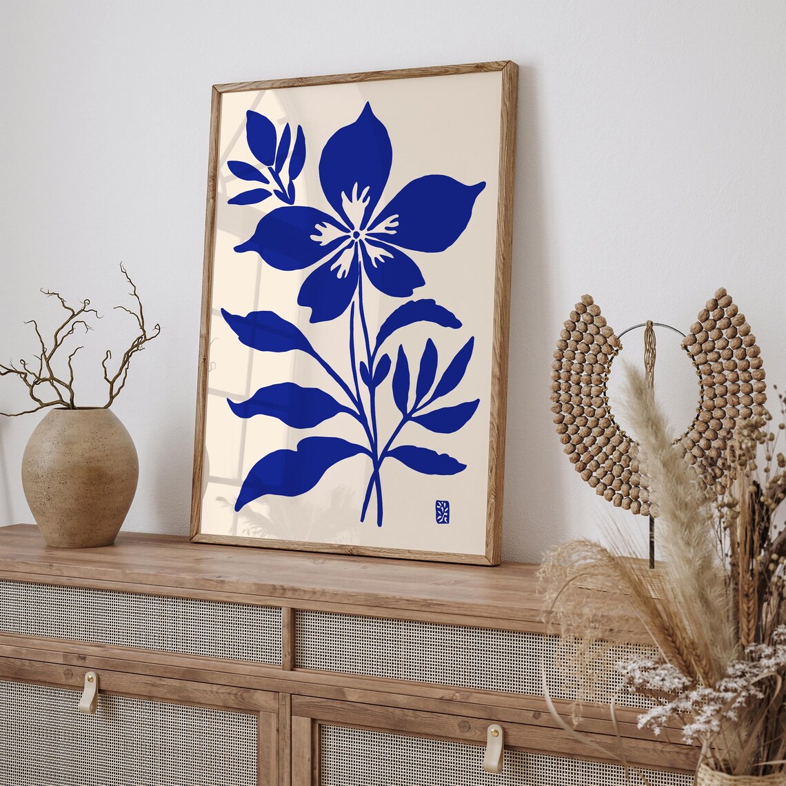 Indigo Blue Botanical Lily French Riviera Matisse Style Poster - Image 2