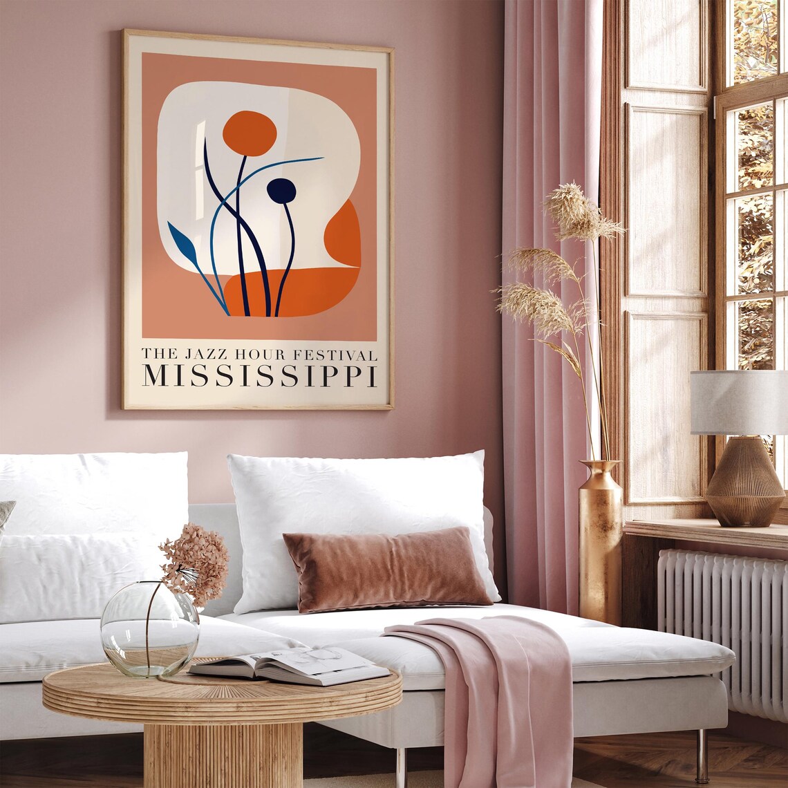 The Jazz Hour Festival Mississippi Terracotta Abstract Art Poster - Image 4