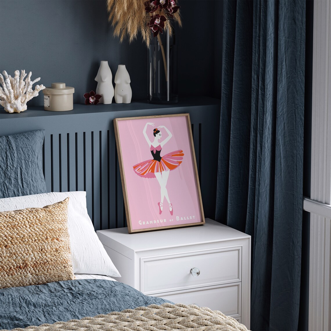 Pink Grandeur of Ballet Ballerina in Striped Tutu Nursery Poster - Image 3