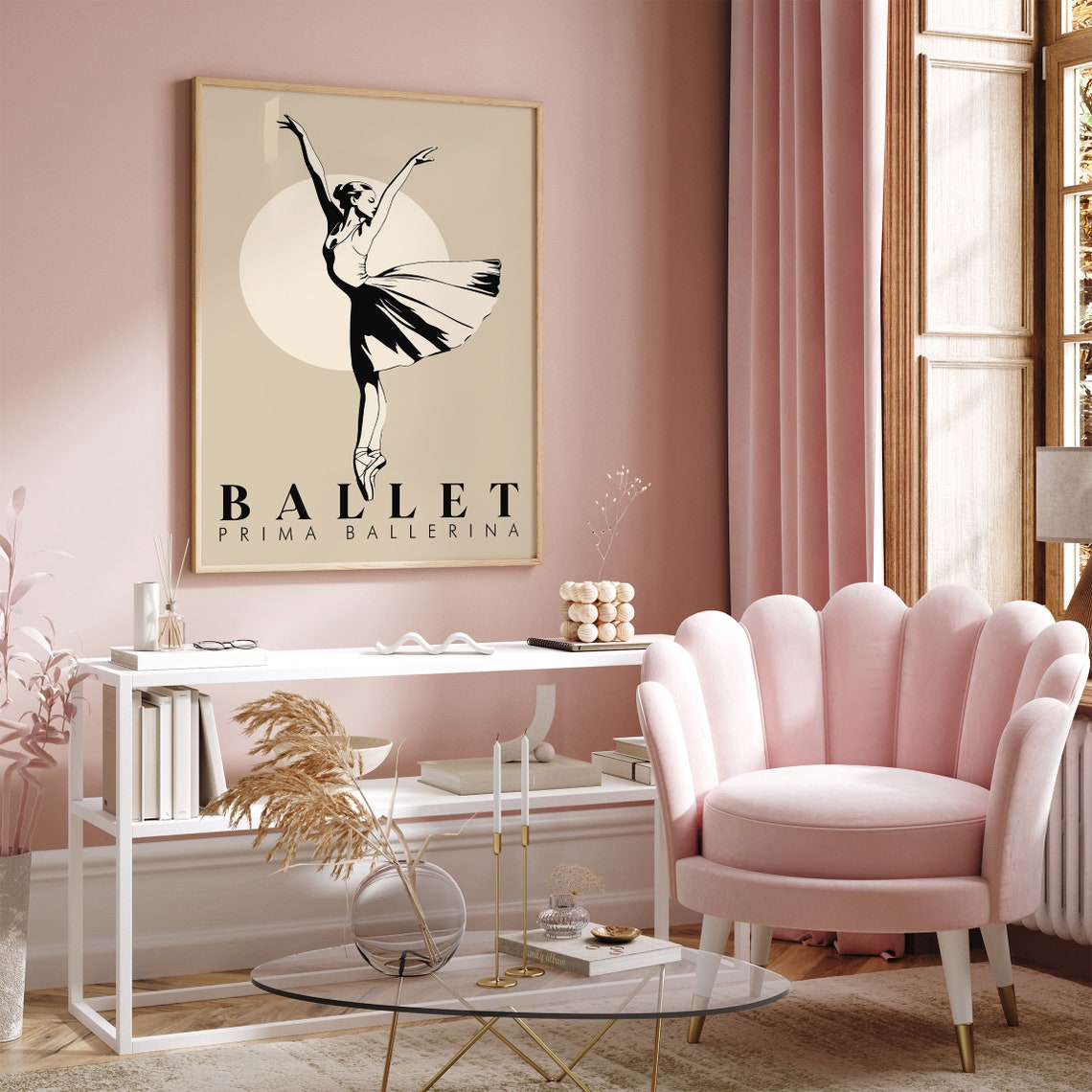 Elegant Prima Ballerina Silhouette Ballet Poster In Black Ink - Image 4