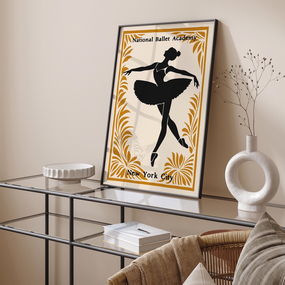 National Ballet Academy NYC Poster with Black Ballerina Silhouette - Image 4