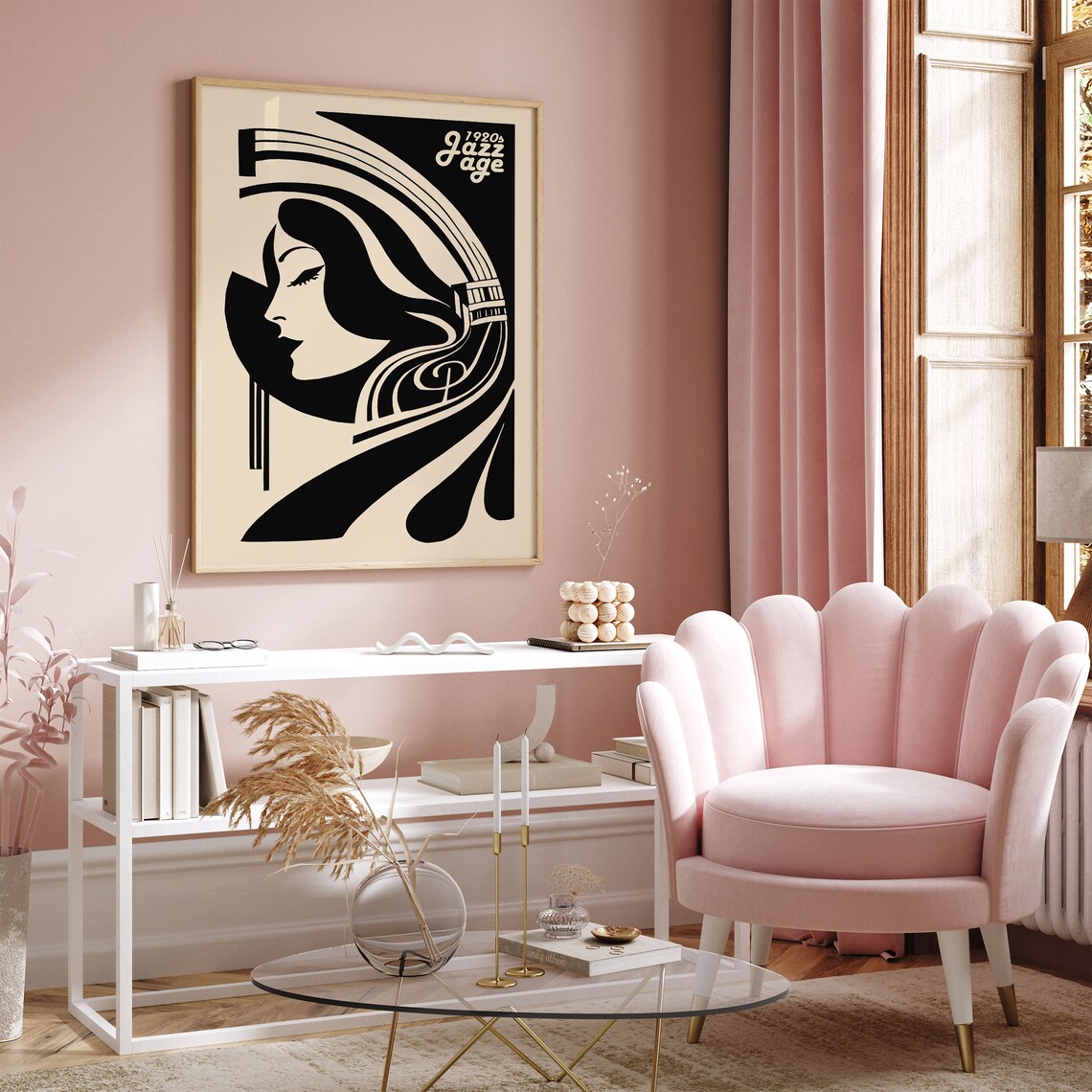1920s Jazz Age Art Deco Woman Silhouette Vintage Music Poster - Image 4
