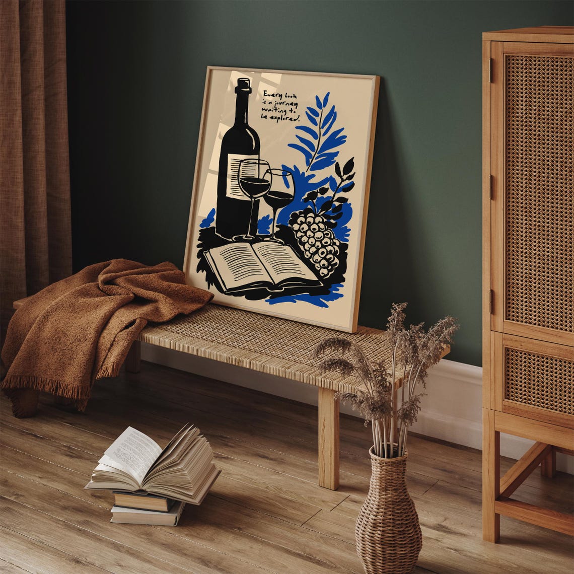 Every Book Is a Journey Quote Wine Lovers Literary Reading Print - Image 6