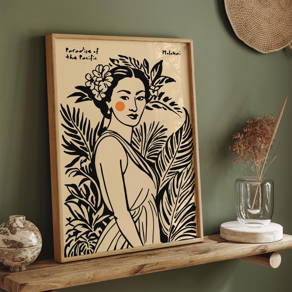 Hawaii Molokai Vintage Travel Poster Tropical Woman Portrait Wall Art Paradise Of The Pacific Retro Print Hawaiian Home Decor Boho Print - Image 5
