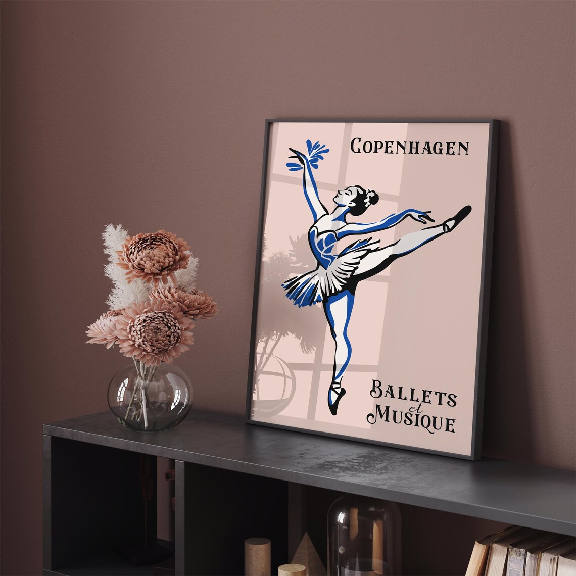 Copenhagen Ballet Blue White Ballerina Ballets et Musique Poster - Image 5