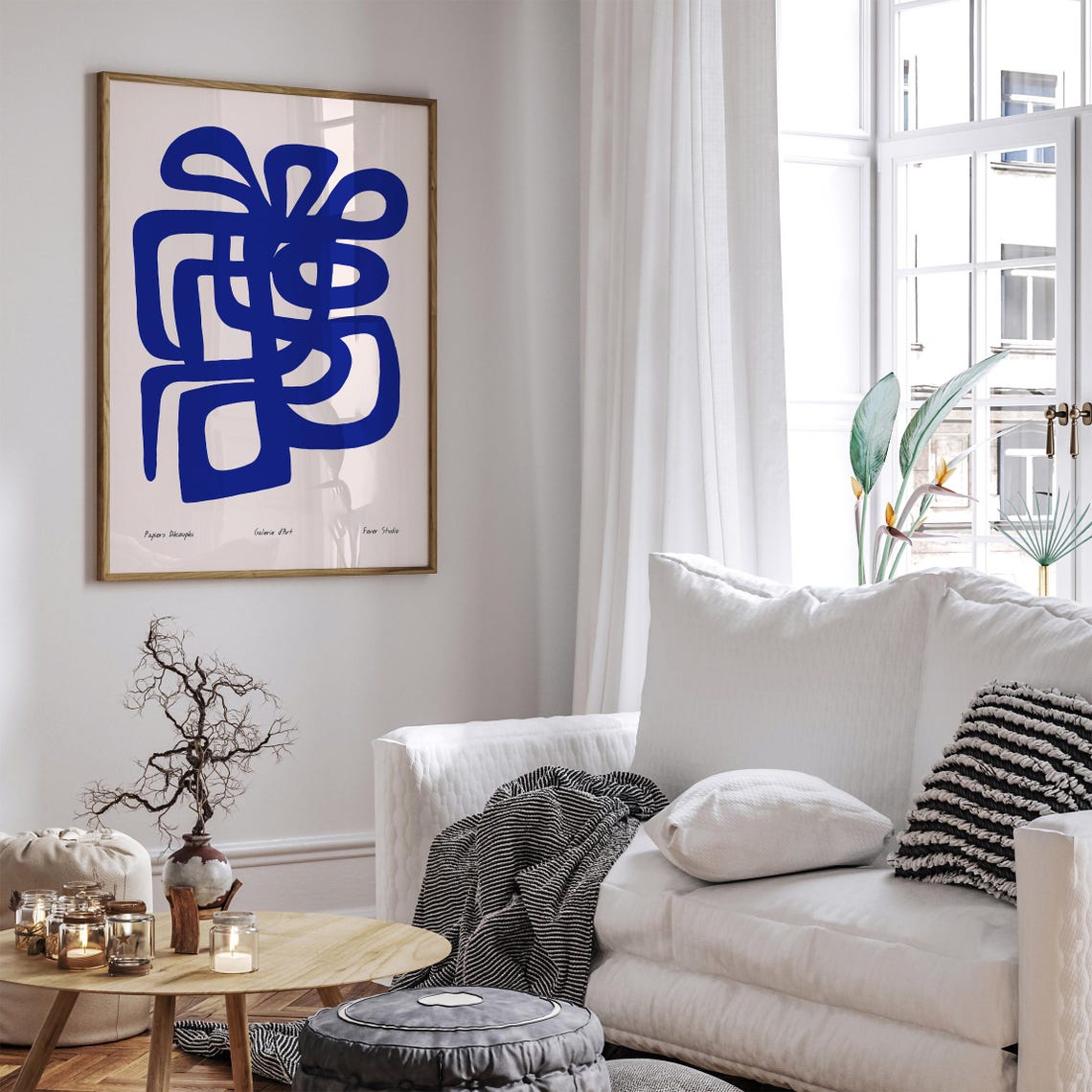 Abstract Blue Line Art Print Modern Minimalist Wall Decor Bold Geometric Poster Contemporary Art Large Wall Art Matisse Inspired Art - Image 6