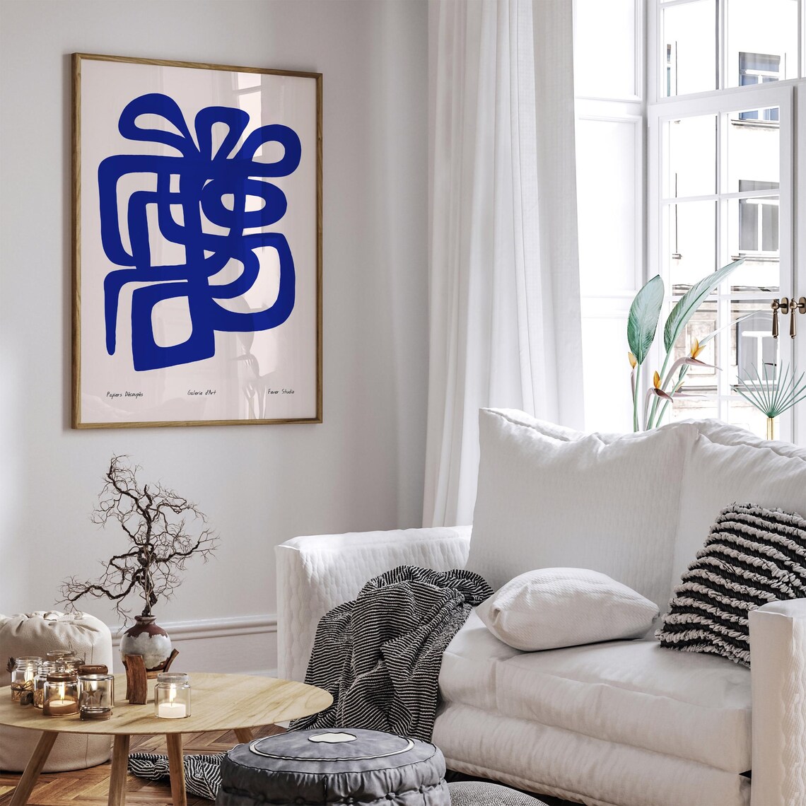 Modern Bold Blue Line Abstract Papiers Decoupes Gallery Poster - Image 6