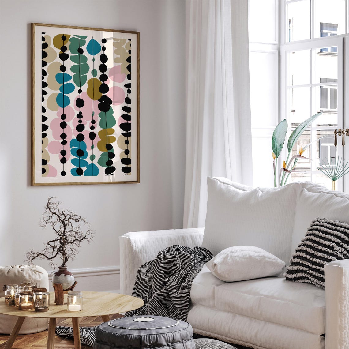 Abstract Hanging Beads Pastel Mid Century Modern Decor Poster - Image 6