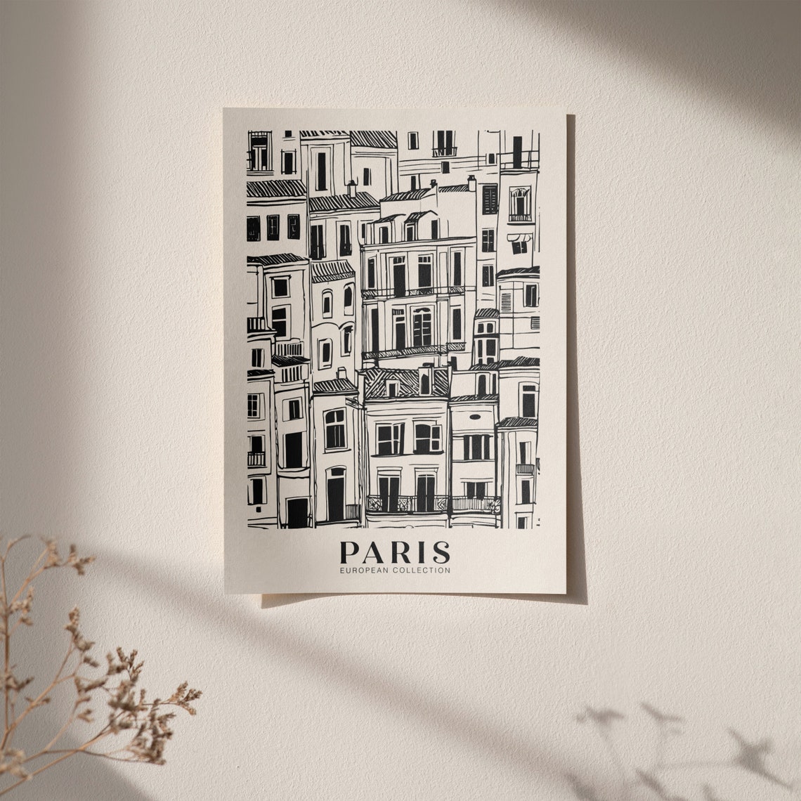 Paris Print Paris Wall Art Travel Poster Black Ink Drawing France Poster Travel Print Paris Art Retro Travel Poster Vintage Poster - Image 5