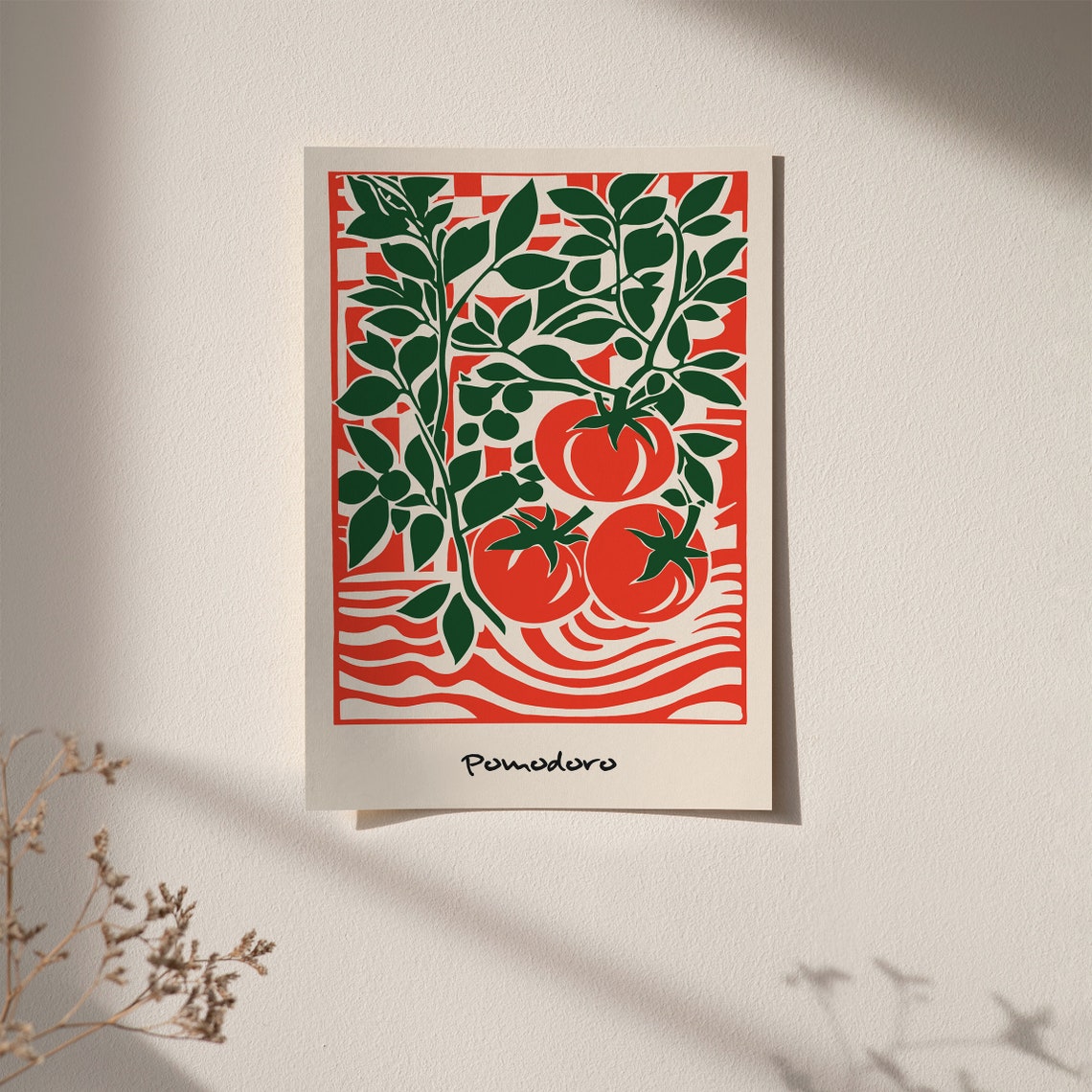 Pomodoro Italian Tomato Vine Red Green Retro Style Kitchen Poster - Image 2