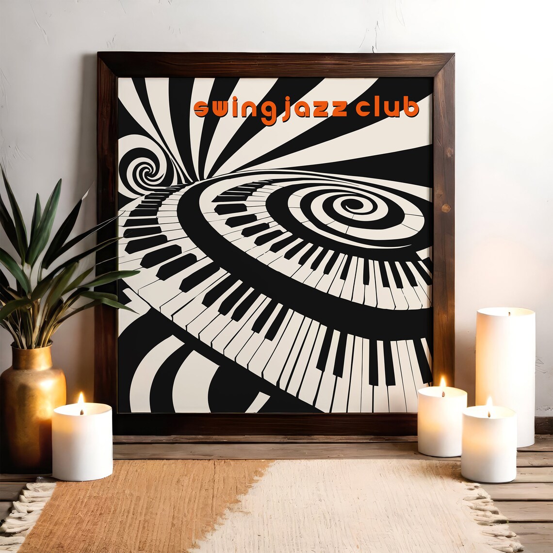 Swing Jazz Club Art Print Square Music Print Retro Wall Art Music Poster Jazz Music Wall Art Musician Gift Gift For Dad Geometric Art - Image 2