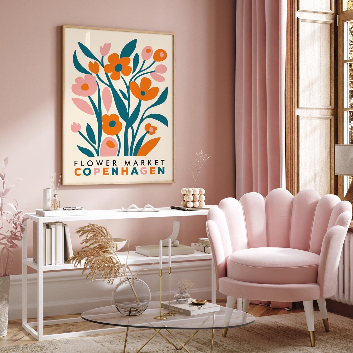 Vibrant Flower Market Copenhagen Orange Blossom Bouquet Poster - Image 2