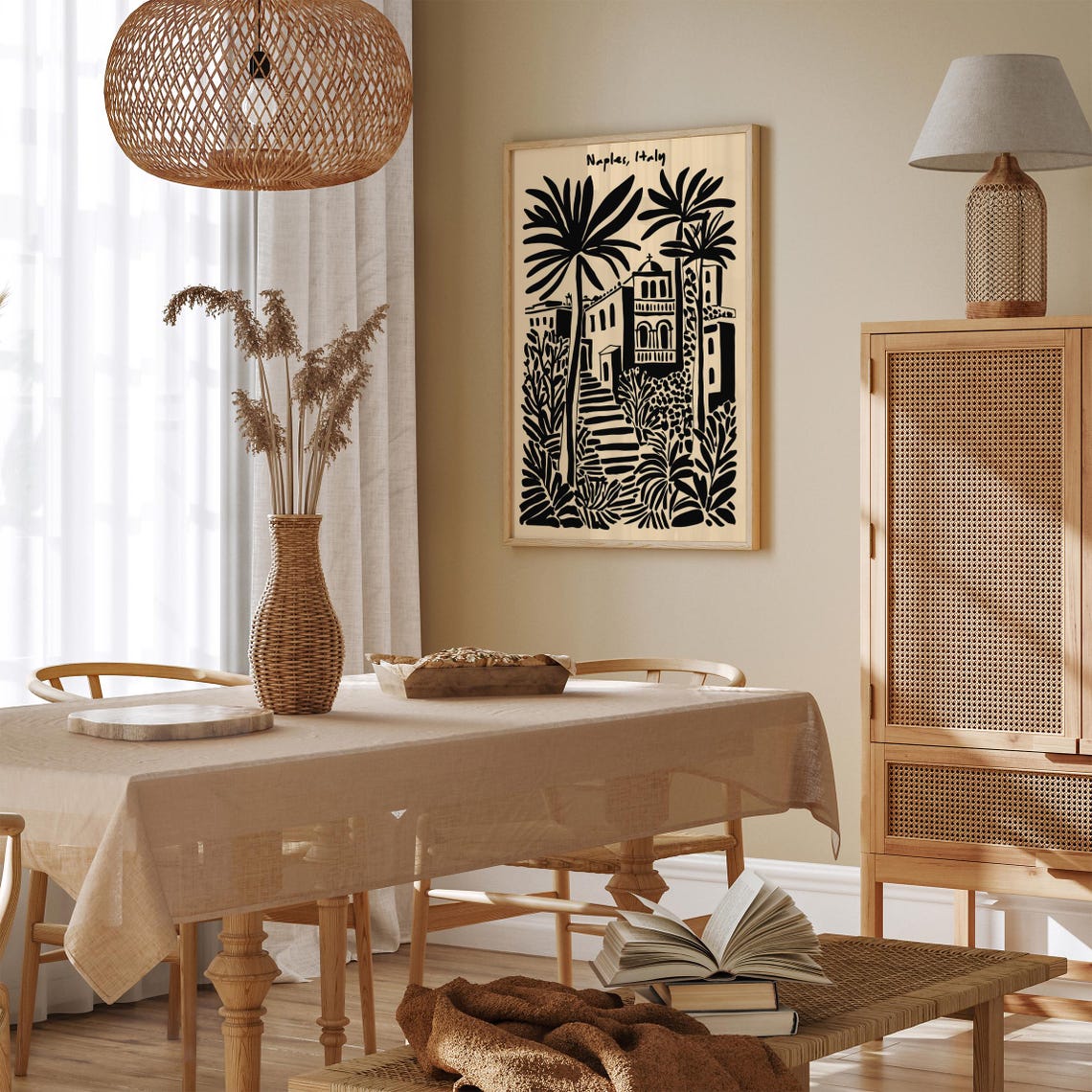 Naples Italy Mediterranean Architecture Palm Trees Travel Poster - Image 2