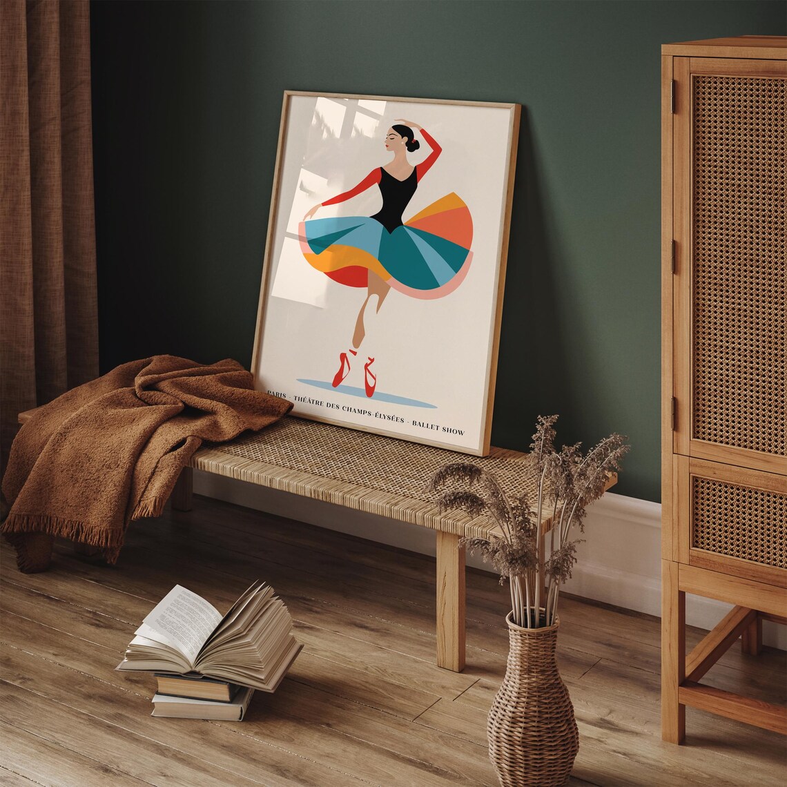 Paris Ballet Show Colorful Ballerina Théâtre Elysées Art Poster - Image 3