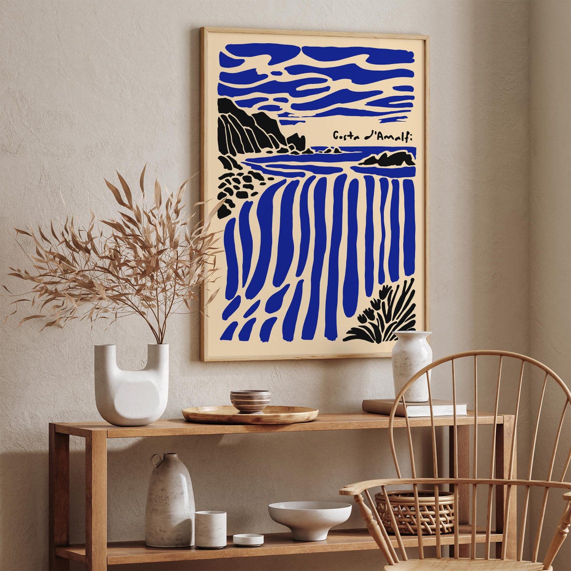Costa DAmalfi Abstract Blue Wave Italian Coastline Art Poster - Image 3