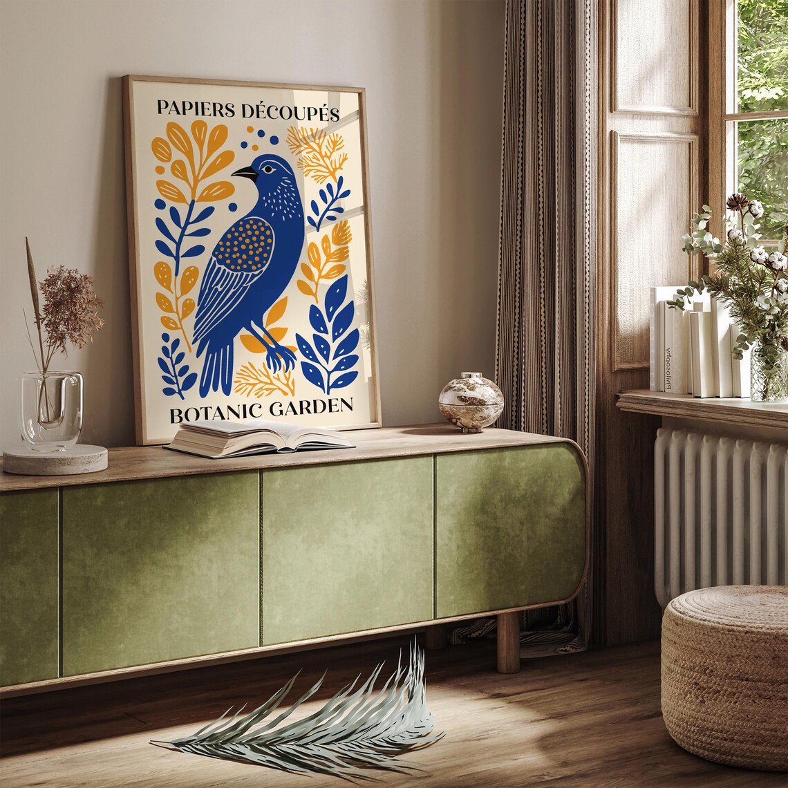 Papiers Decoupes Botanic Garden Blue Bird Floral Cut Art Poster - Image 2