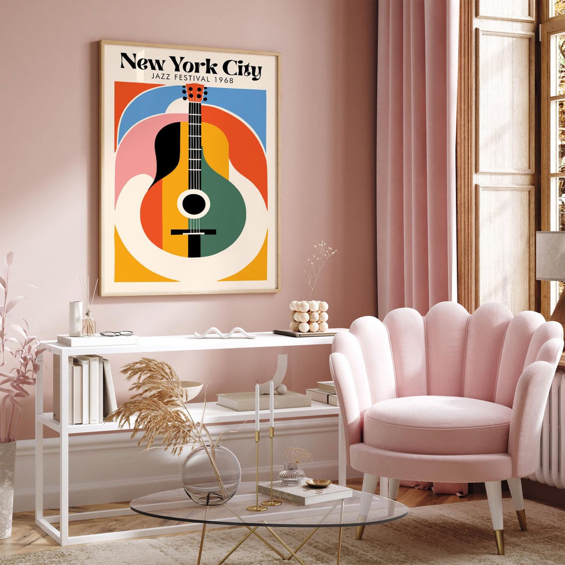 Jazz Music Festival Nyc Poster New York City Concert Poster Jazz Music Print Music Poster Retro Wall Art Modern Geometric Abstract Art - Image 2