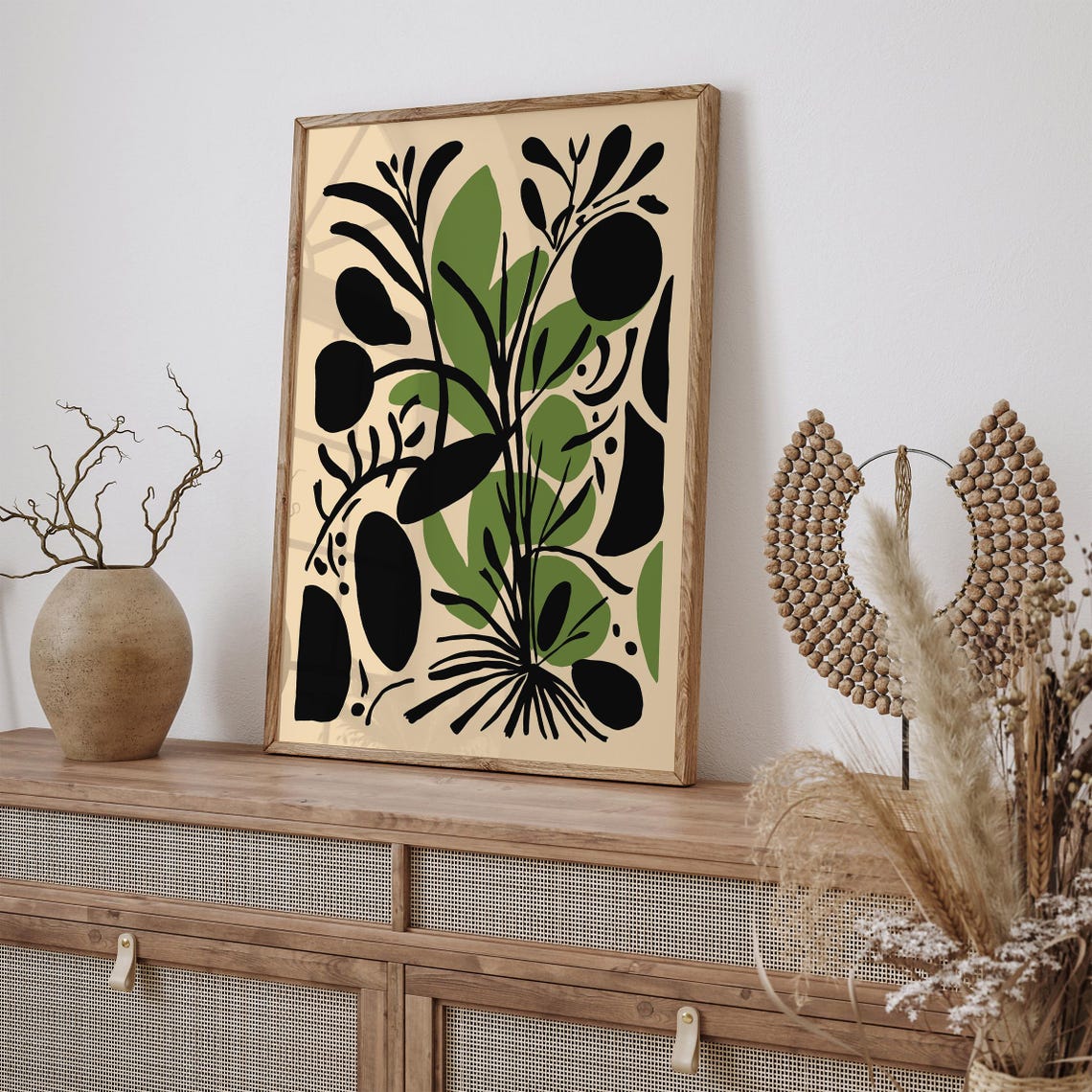 Abstract Botanical Black and Green Matisse Cutout Style Art Poster - Image 4