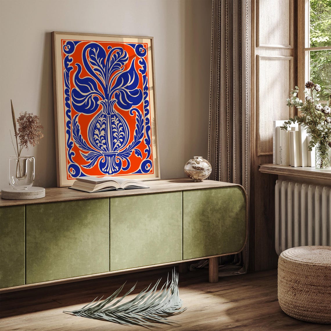 Matisse Style Orange Blue Floral Vase Rococo Botanical Poster - Image 4