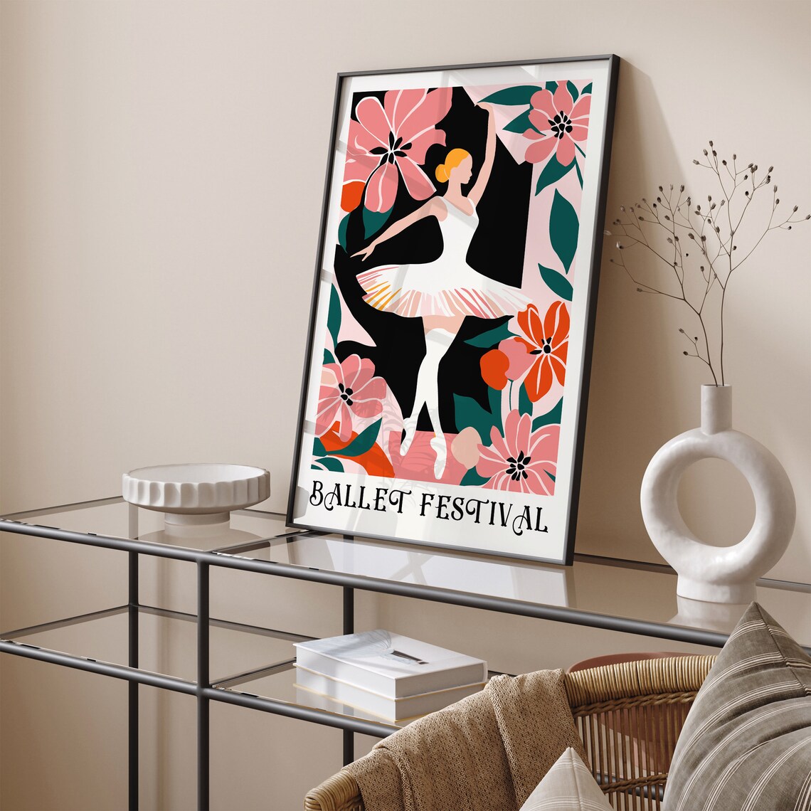 Ballet Festival White Tutu Floral Dance Ballerina Art Poster - Image 5