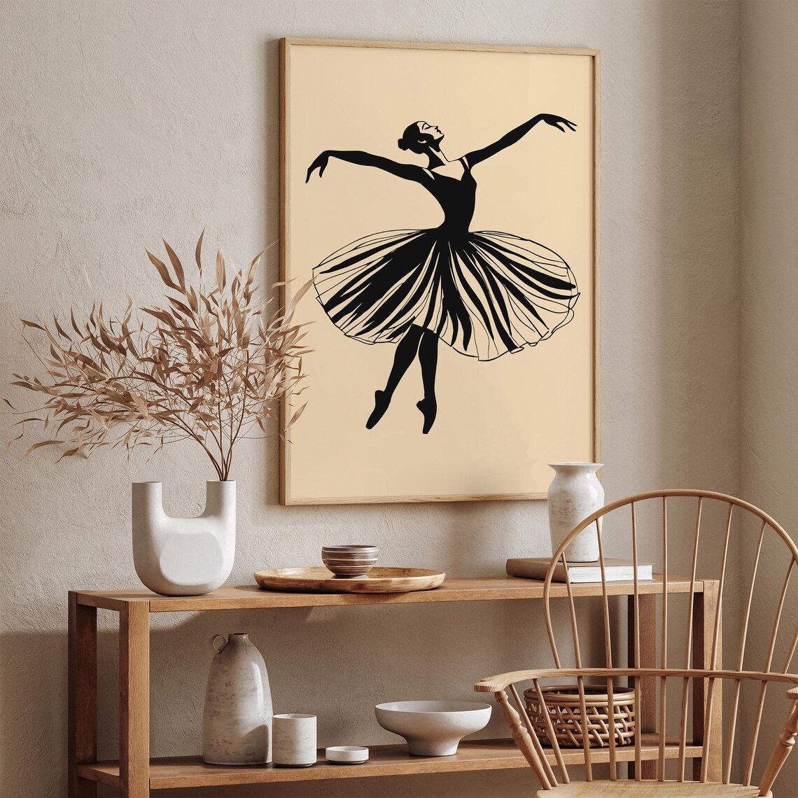 Elegant Black Ballerina Silhouette in Tutu Dance Leap Poster - Image 3