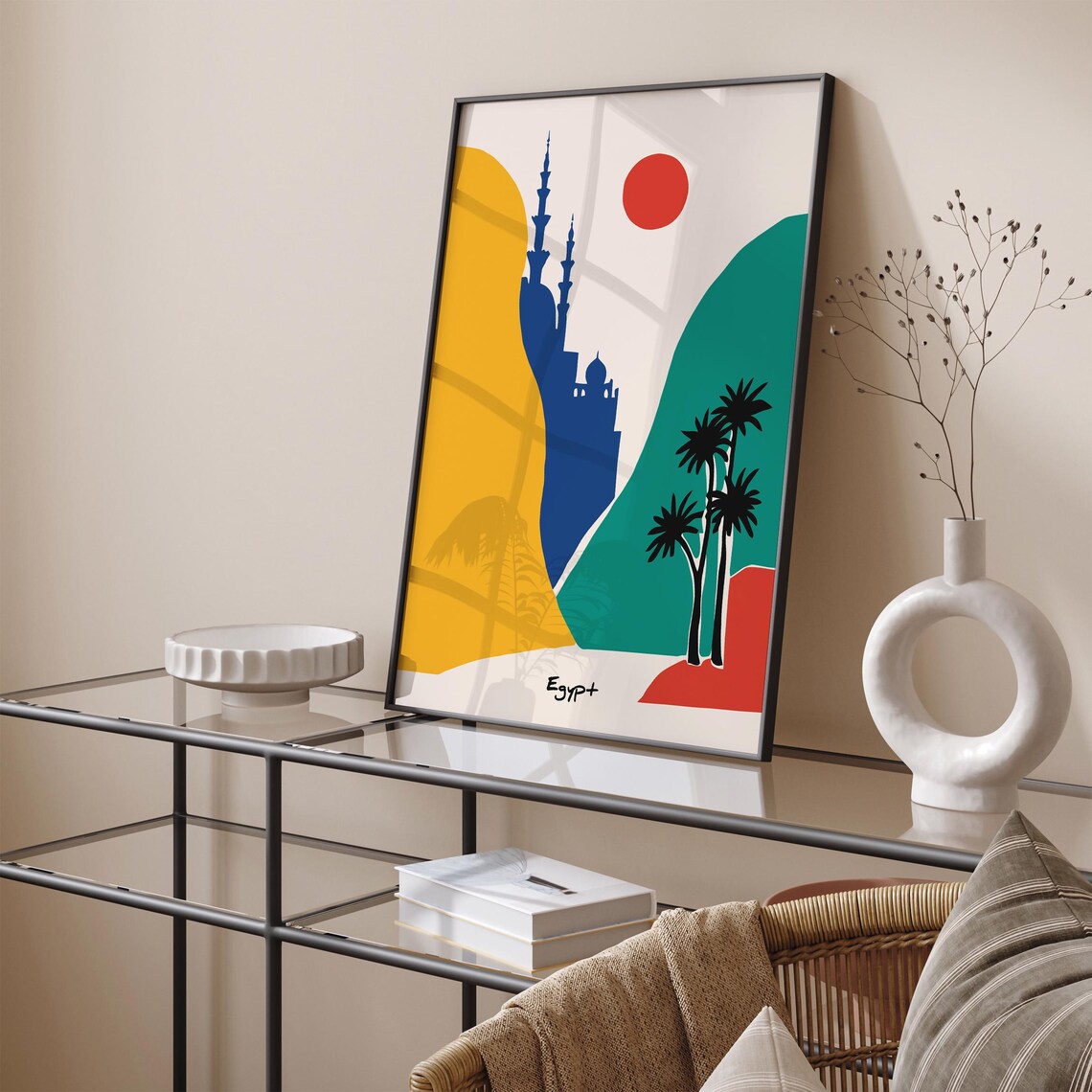 Egypt Abstract Cairo Minarets Colorful Mid Century Modern Art Print - Image 2
