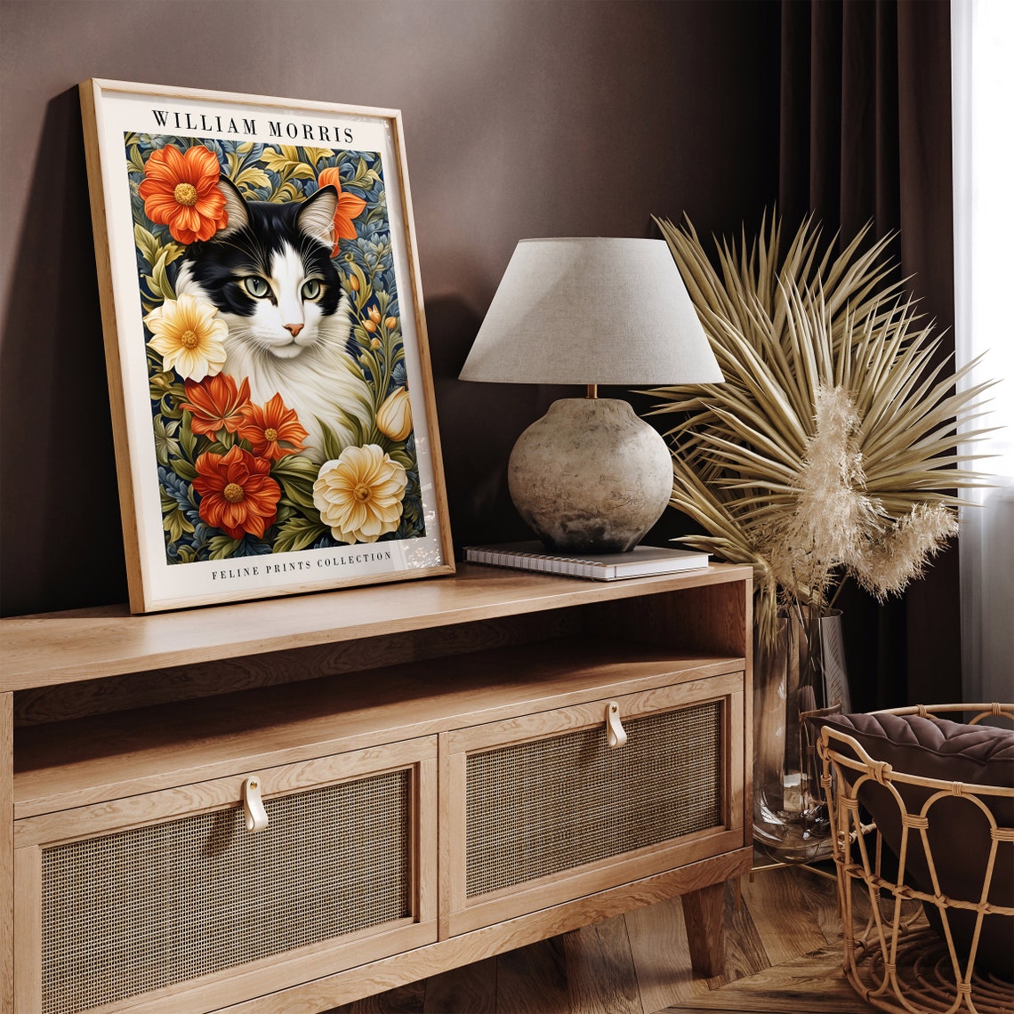 William Morris Feline Prints Collection Vintage Cat Floral Poster - Image 2