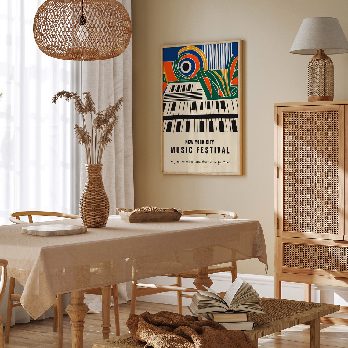 New York City Music Festival Jazz Piano Keys Art Deco Poster - Image 3