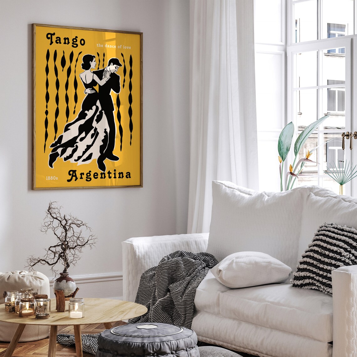Romantic Vintage Tango Argentina Poster of a Dancing Couple in Black - Image 5