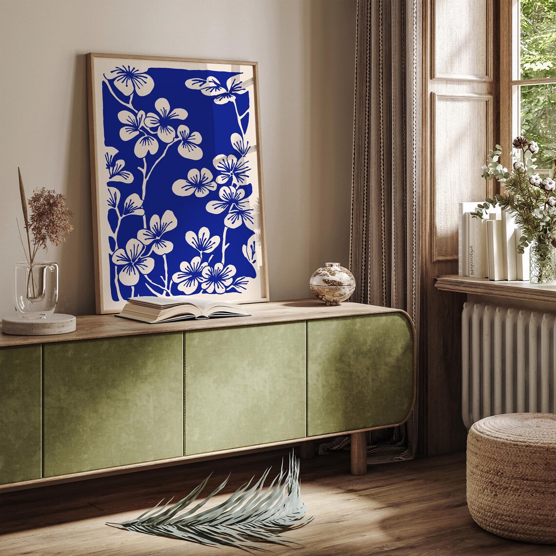 Indigo Cherry Blossom Japanese Floral Minimalist Sakura Bloom Poster - Image 5