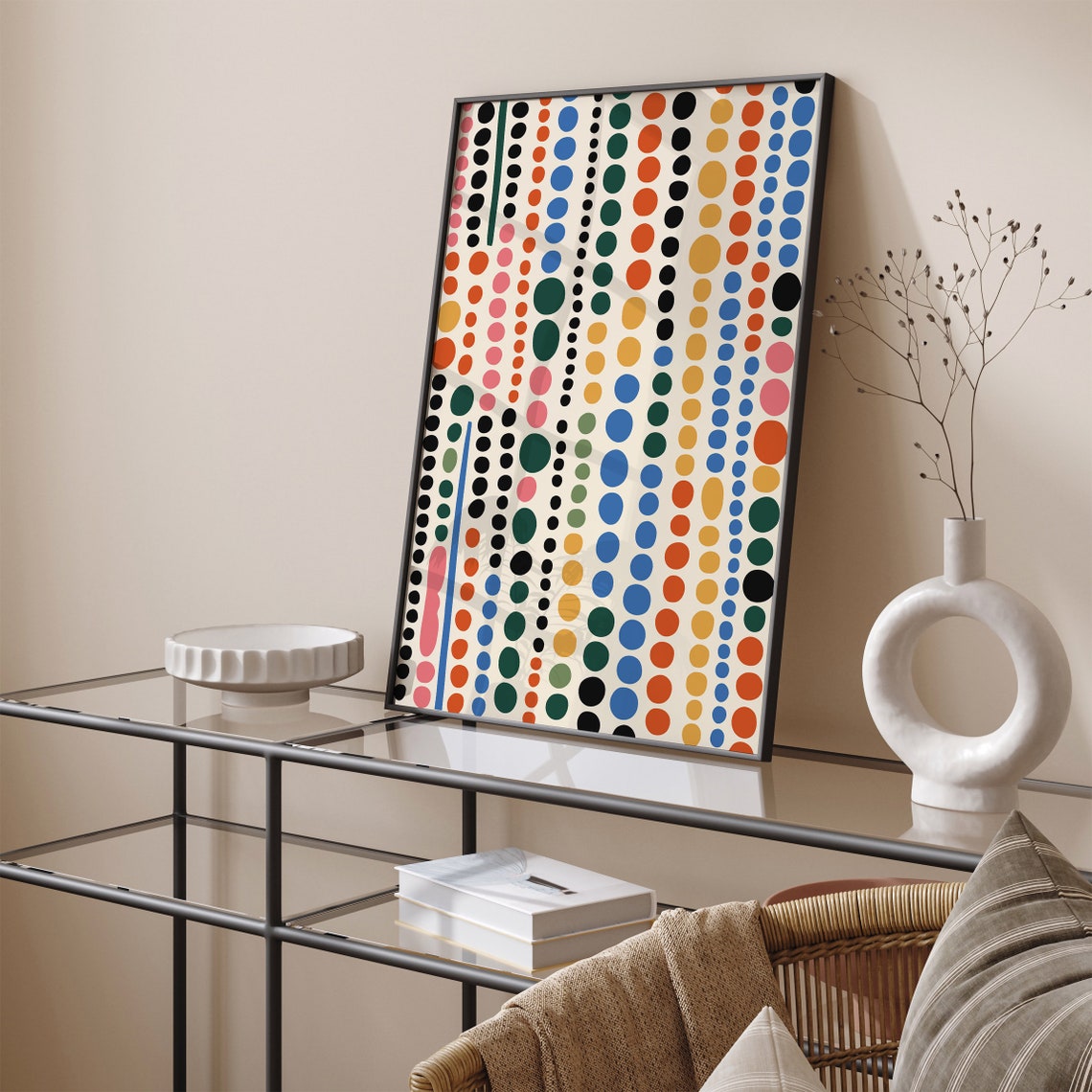 Mid Century Modern Colorful Dots Pattern Retro Abstract Poster - Image 4