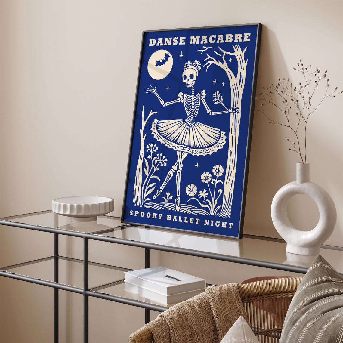 Blue Danse Macabre Spooky Ballet Night Skeleton Ballerina Poster - Image 4