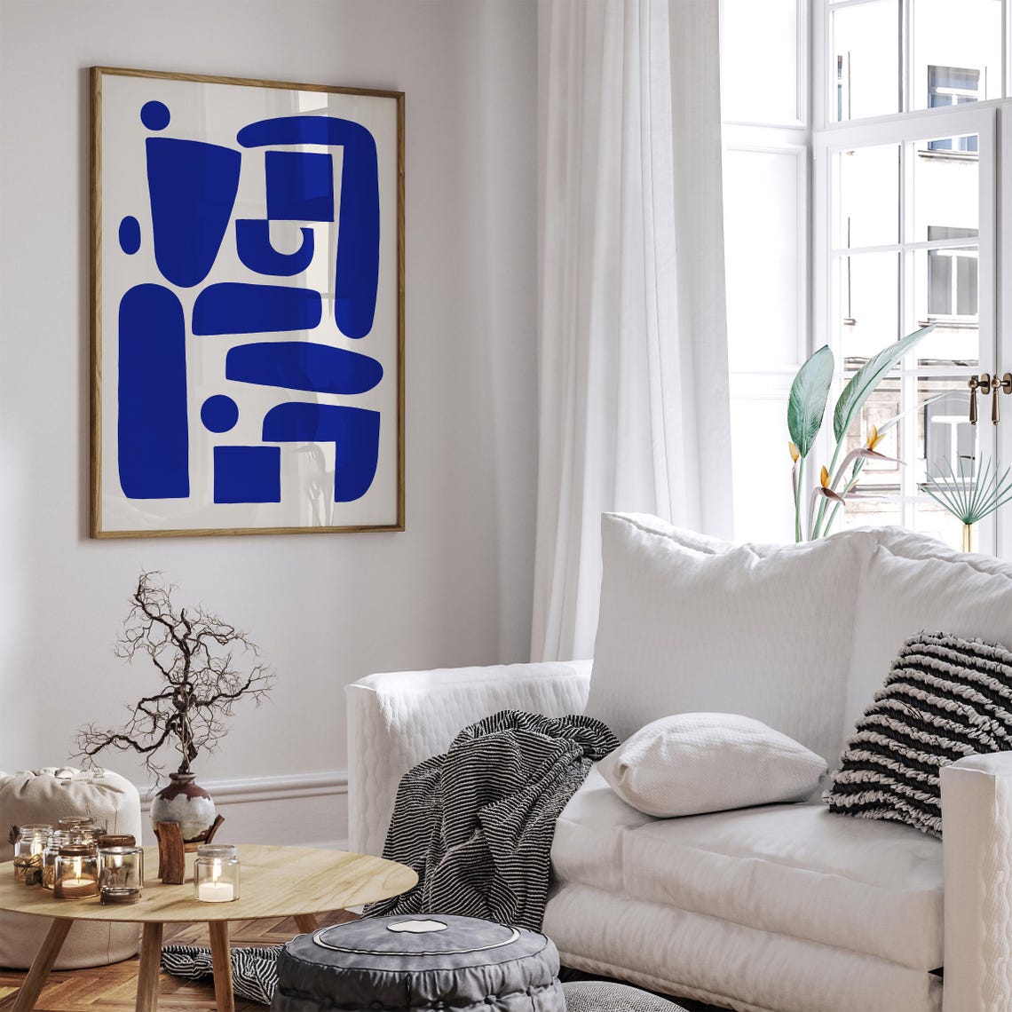 Modern Striking Cobalt Blue Geometric Abstract Shapes Poster - Image 4