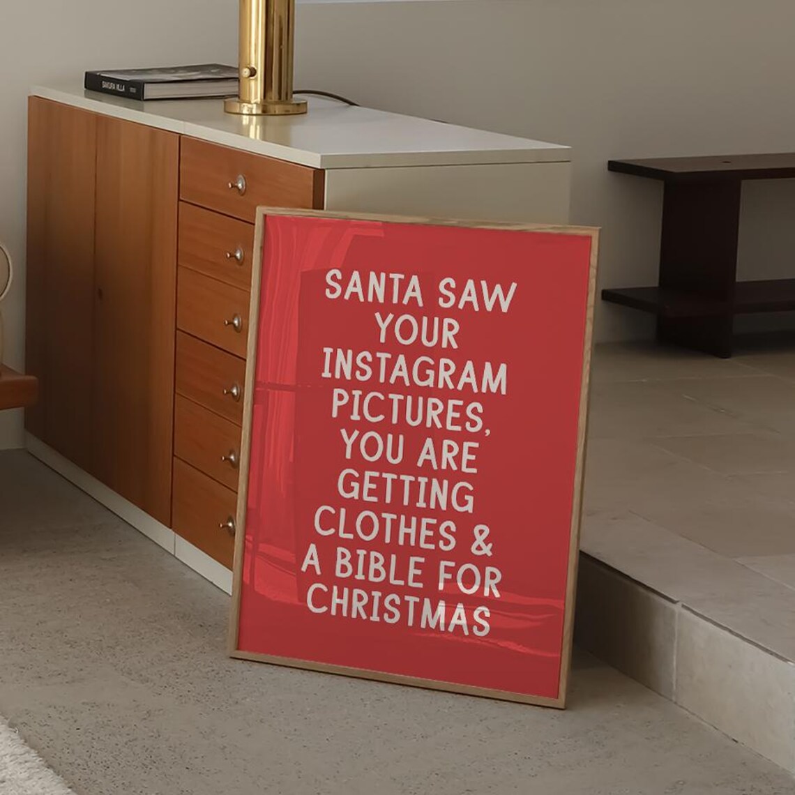 Santa Saw Your Instagram Pictures Funny Christmas Quote Poster - Image 2