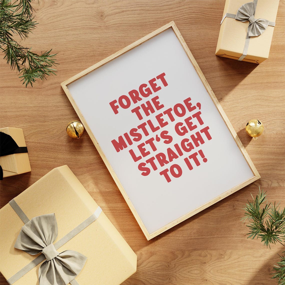 Forget The Mistletoe Funny Christmas Red Typography Cheeky Poster - Image 2