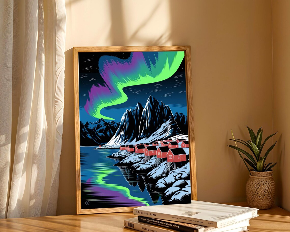 Norway Northern Lights Lofoten Travel Poster - Image 6