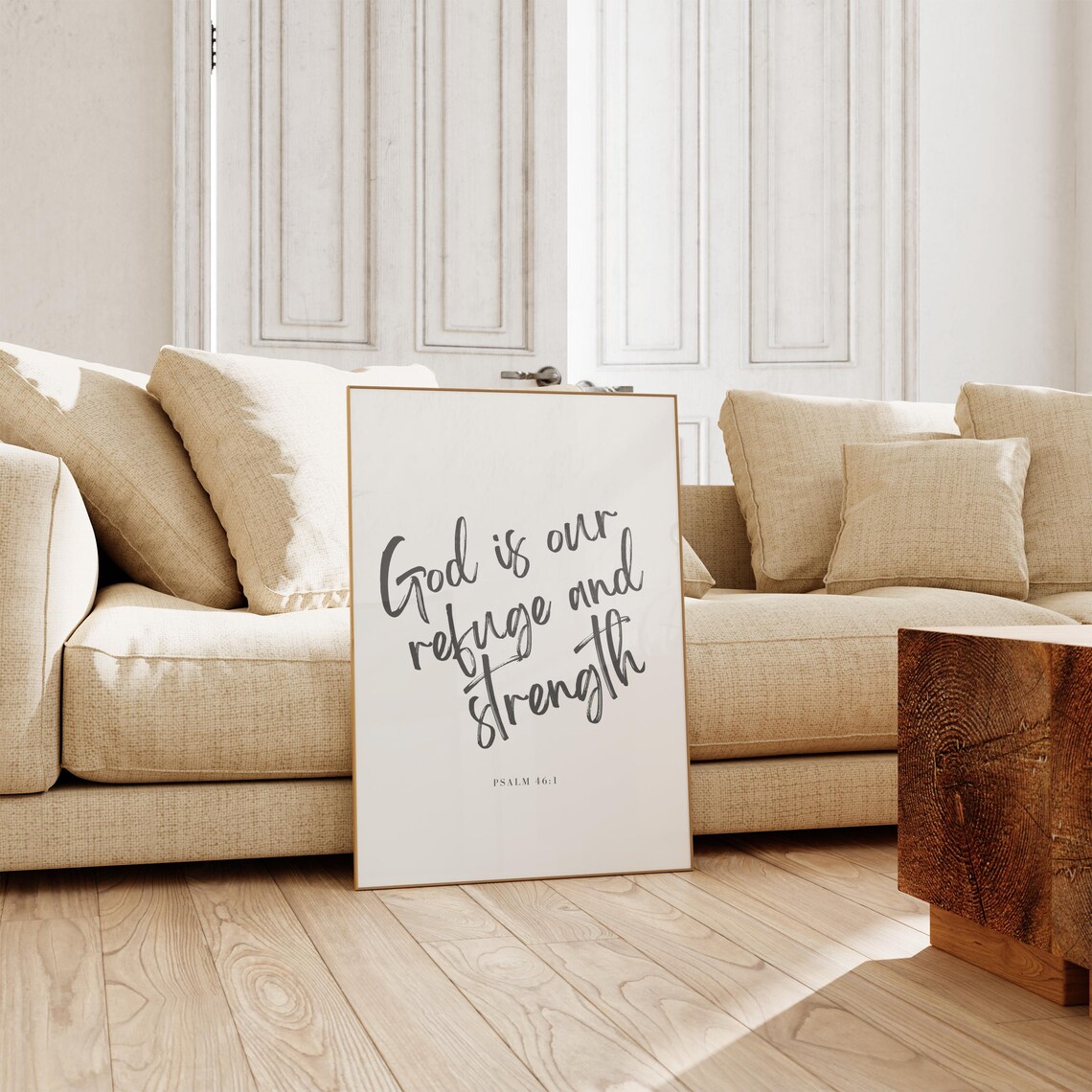 God Is Our Refuge And Strength Psalm 461 Bible Verse Wall Art Scripture Minimalist Christian Wall Art Scripture Wall Art - Image 2
