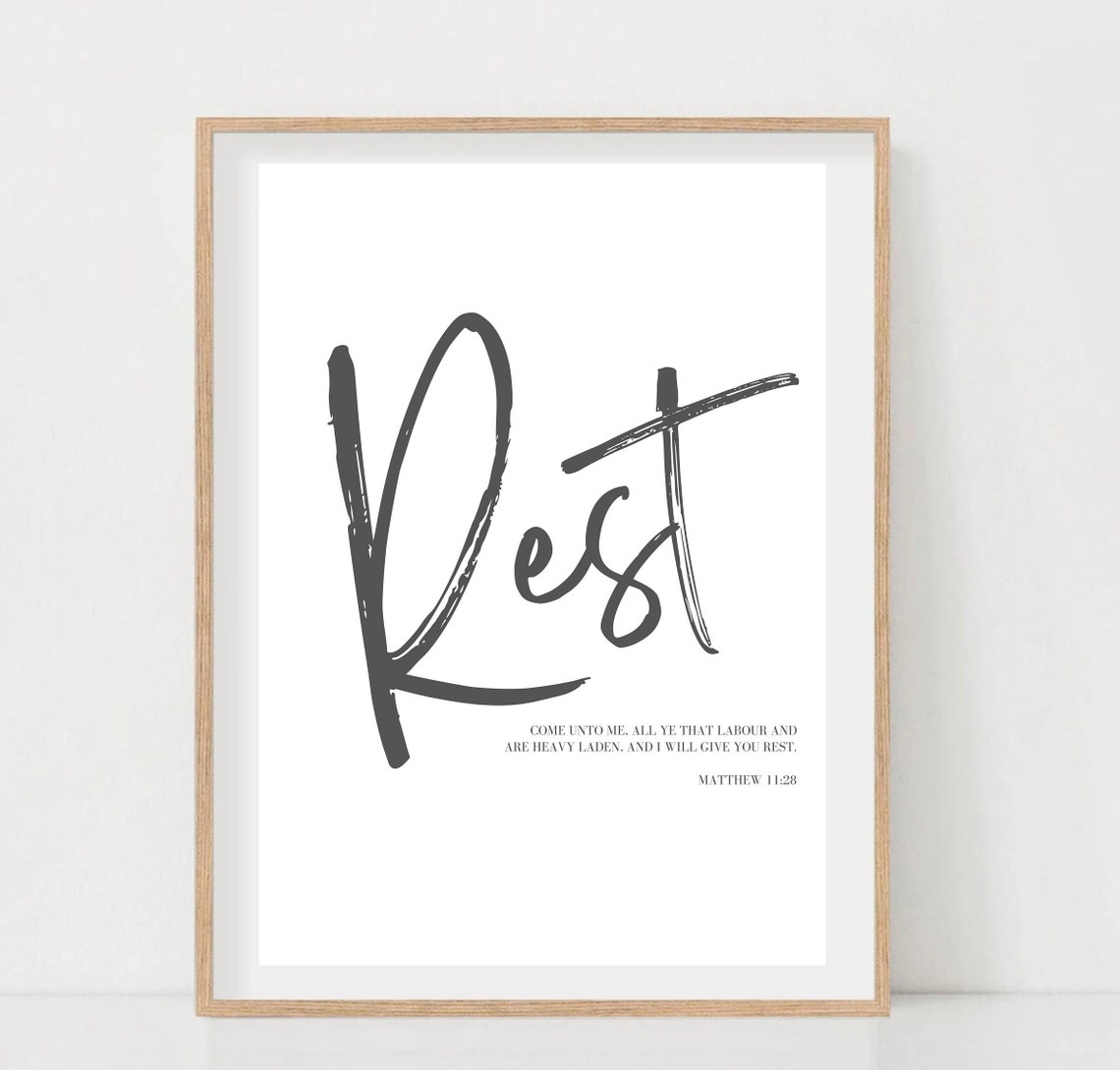 Rest Matthew 1128 Come Unto Me Bible Verse Scripture Wall Decor Poster - Image 2