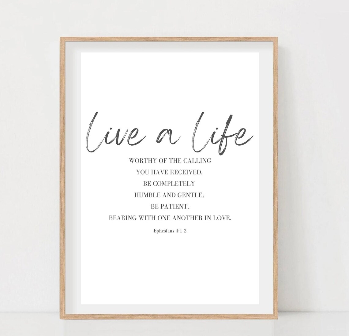 Ephesians 4 1 2 Live A Life Patient Quote Large Bible Verses Scripture Wall Art Christian Decor Bible Verse Wall Art