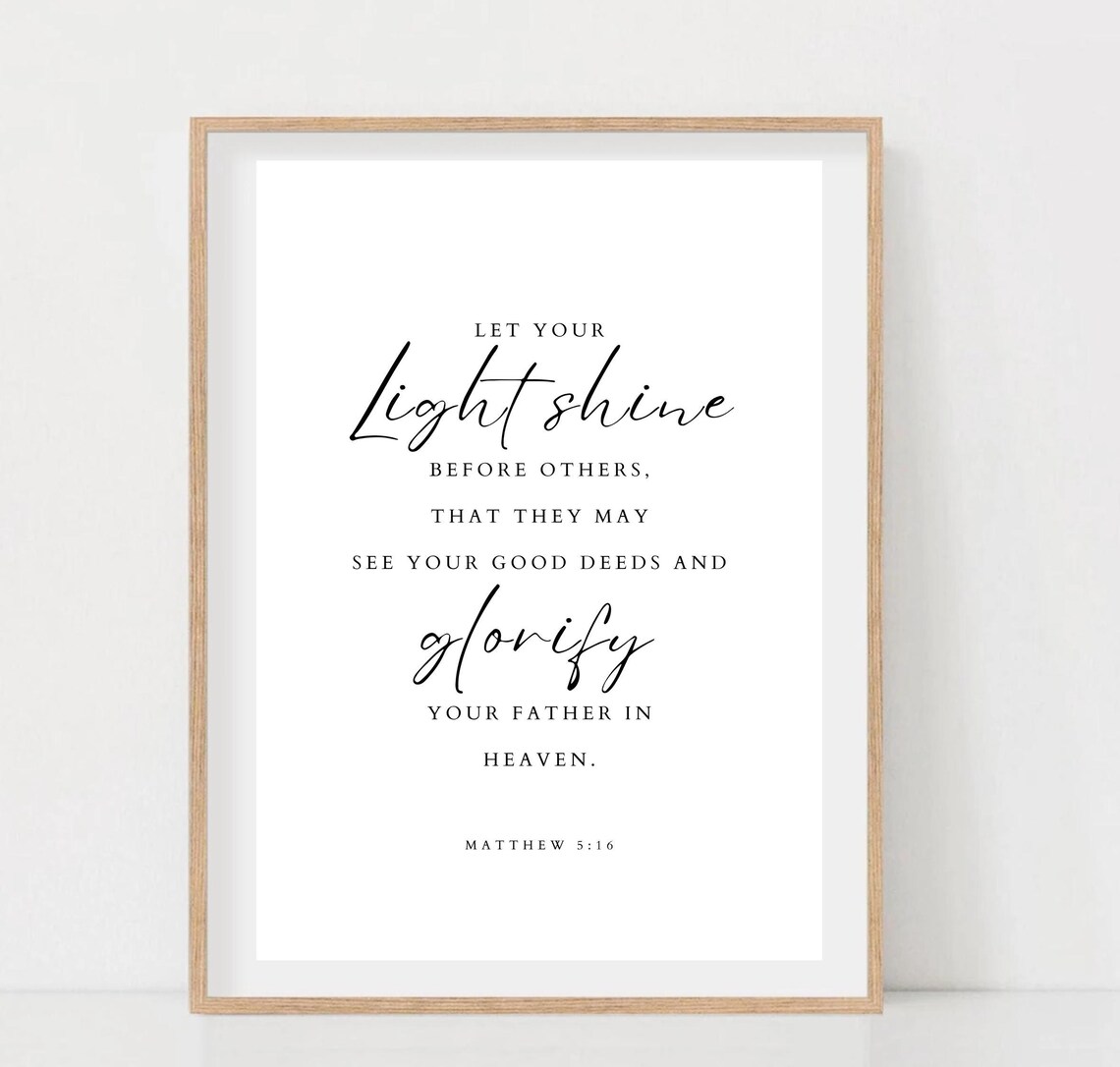 Matthew 5:16 Let Your Light Shine Scripture Art Print - Image 2