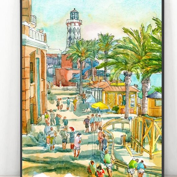 Destin Florida Watercolor Art Print 30a Seaside Beach Wall