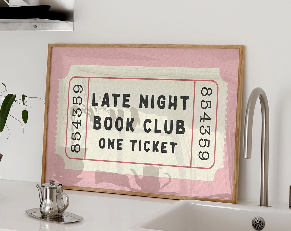 Late Night Book Club Ticket, Retro Preppy Art Print - Image 4