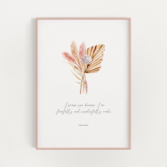 Psalm 139:14 Fearfully & Wonderfully Made Nursery Art Print