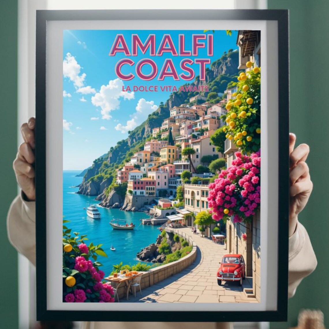 Amalfi Coast La Dolce Vita Awaits Cliff Village Scenic Art Poster