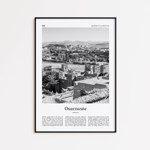 Ouarzazate Black And White Print Photo Poster Travel Gift Morocco Wall Art Minimal Home Decor