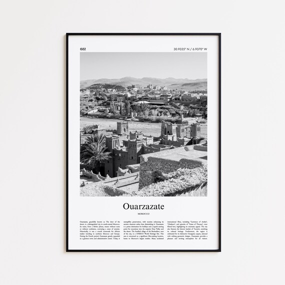 Ouarzazate Morocco Black And White Desert Old Town Photo Poster